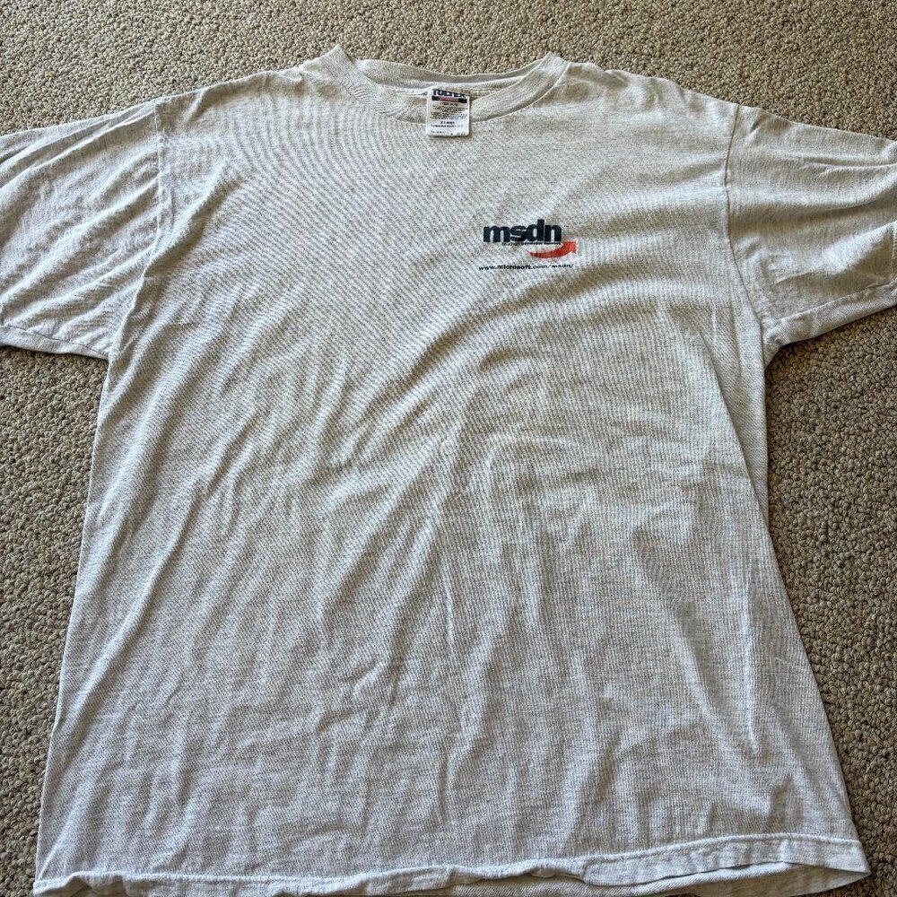 Vintage MSDN T-Shirt | XL | Tultex | Single Stitch | Heather Gray | 90s Tech Tee